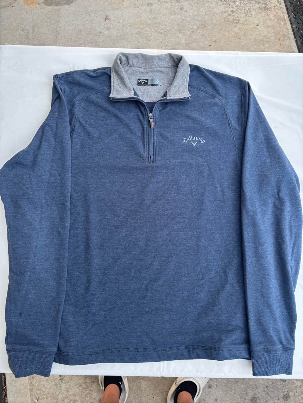 Callaway Men's Heather Navy Quarter-Zip Pullover with Gray Collar